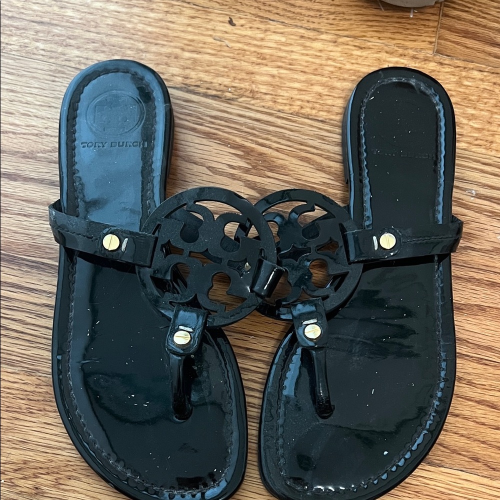 Tory Burch Black Patent Sandals